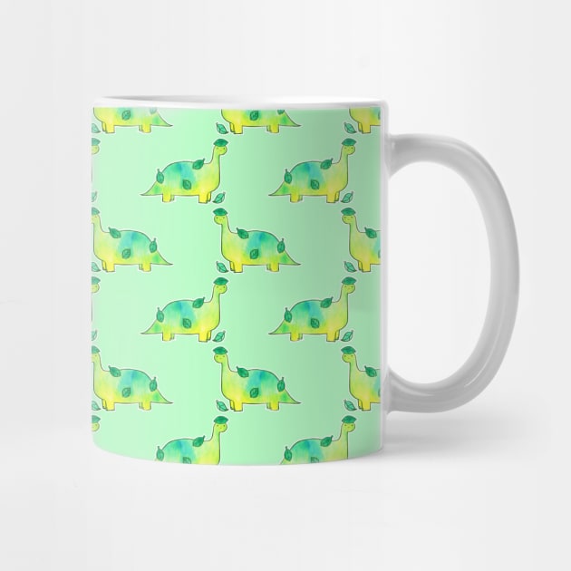 Watercolor Leaf Dino Pattern by saradaboru